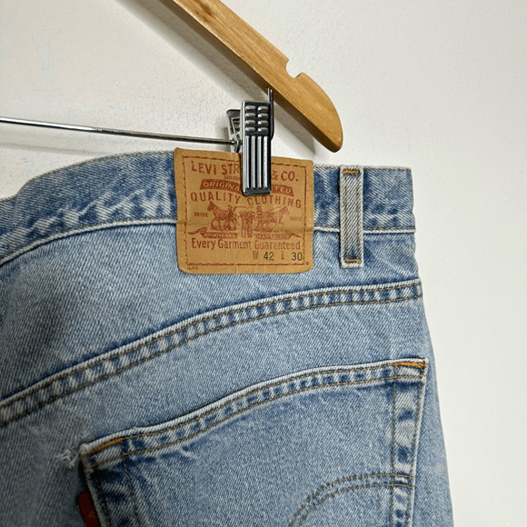 VTG LEVI'S 550 RELAXED STRAIGHT LEG Jeans Men's MEXICO light wash denim 42 X 30 - Picture 7 of 8